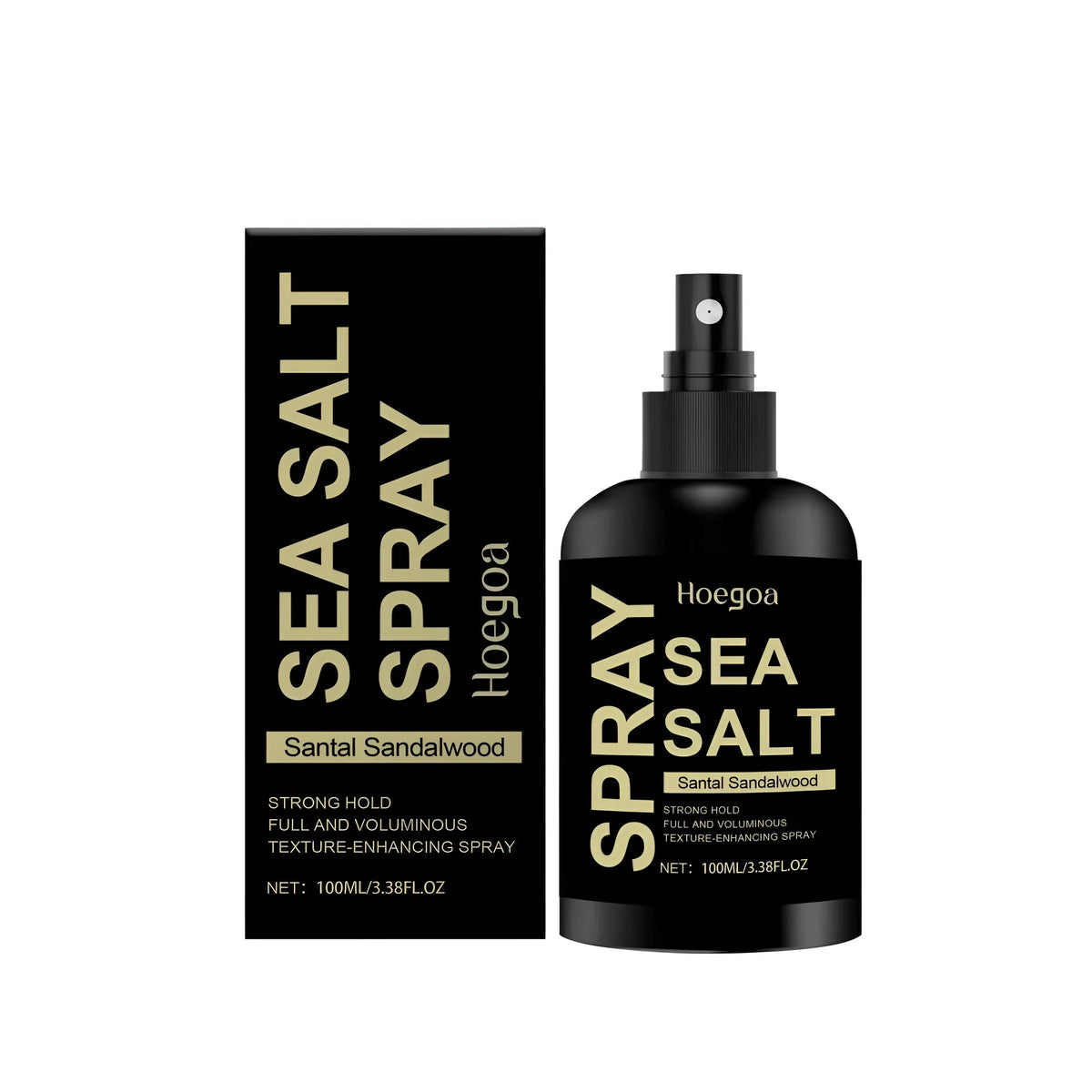 100ml aerosol can of sea salt texturising hair spray with sandalwood extract on a white background.