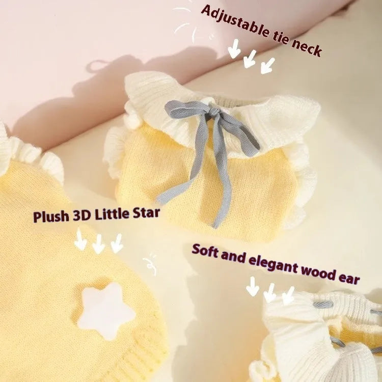 Yellow XINGX design puppy sweater and fairy dress style dog jumper for autumn wear