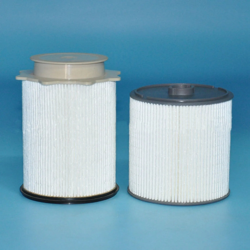 White diesel fuel filter and oil-water separator kit for RAM 1500, 2500, 3500, 5500 trucks.