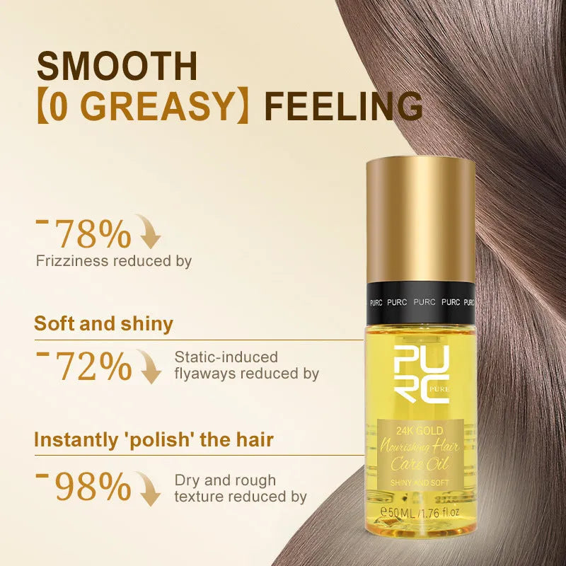 Yellow bottle of 50ml hair essential oil for curly hair repair and scalp care