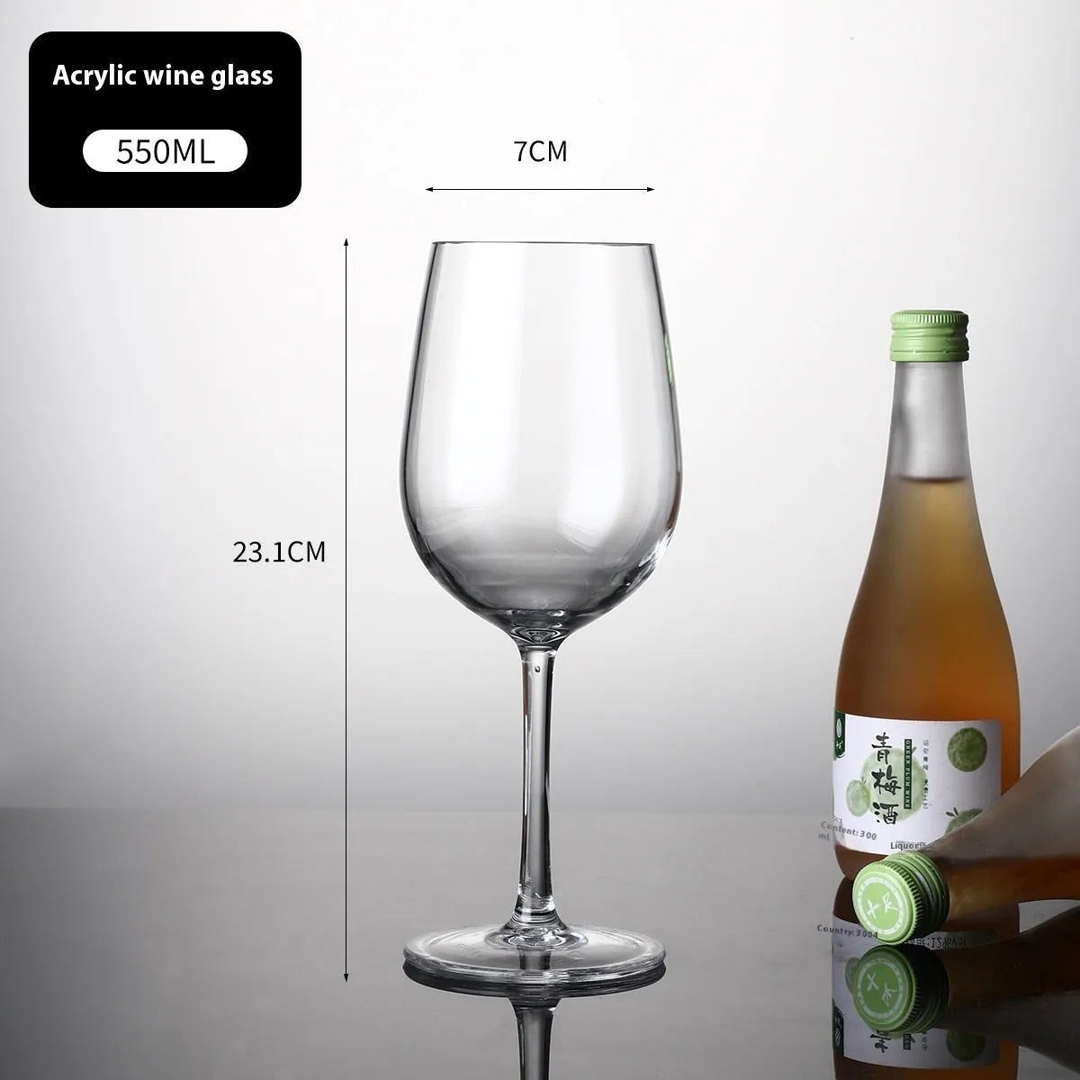 Drop-resistant PC Acrylic wine glass in modern simplicity style available in 300ml and 550ml capacities for party catering.