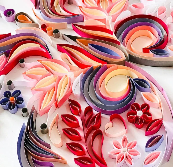 20 inch handmade quilled paper butterfly wall decoration in blue or pink with craft tools