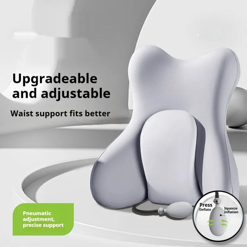 Ergonomic backrest waist pad with memory foam filler in solid colour options.