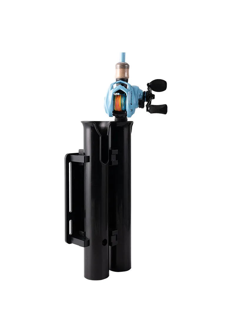 Carbon and plastic fishing rod rack with clamp mount for motorcycle or bicycle