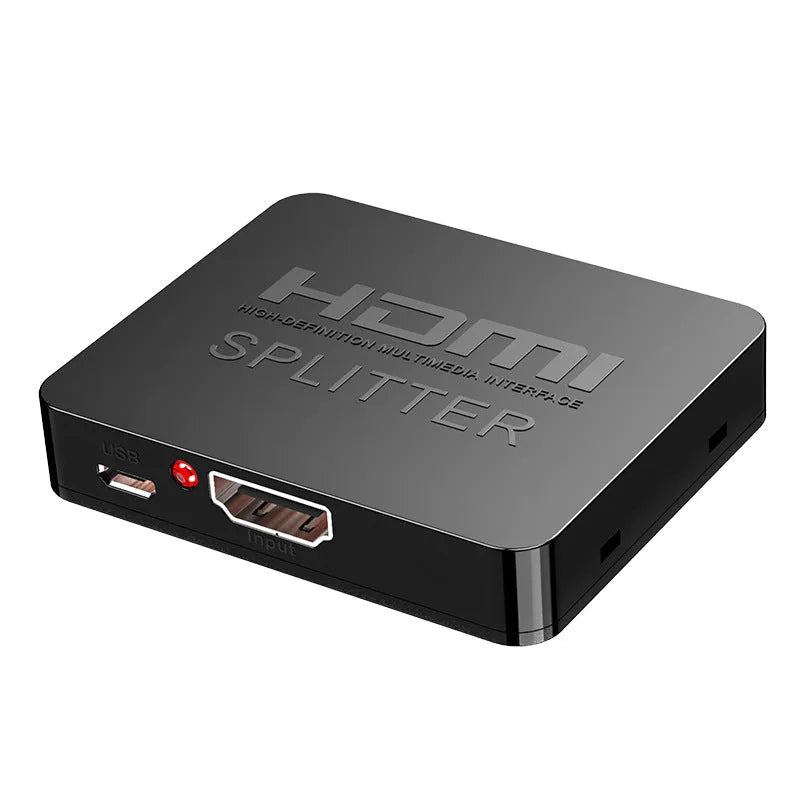 HDMI distribution amplifier splitter with one input and two output ports for 4K video