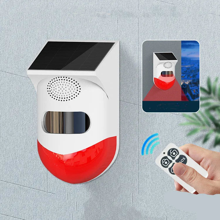 Solar-powered infrared alarm with remote control for outdoor security monitoring