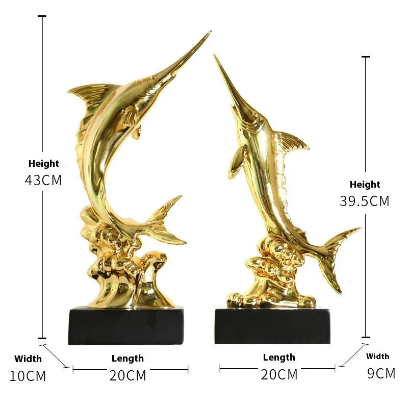 European swordfish decorative ornament in resin and plastic with four colour options