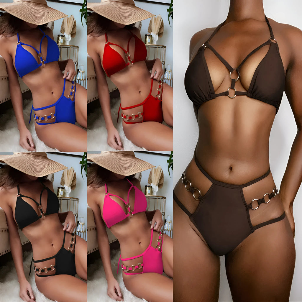 Women's separated nylon bikini swimwear set available in multiple colours