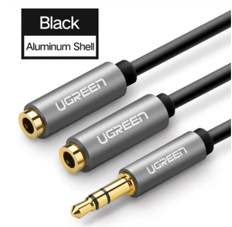 20cm earphone cable with 3.5mm gold-plated connectors in black, grey or white colours