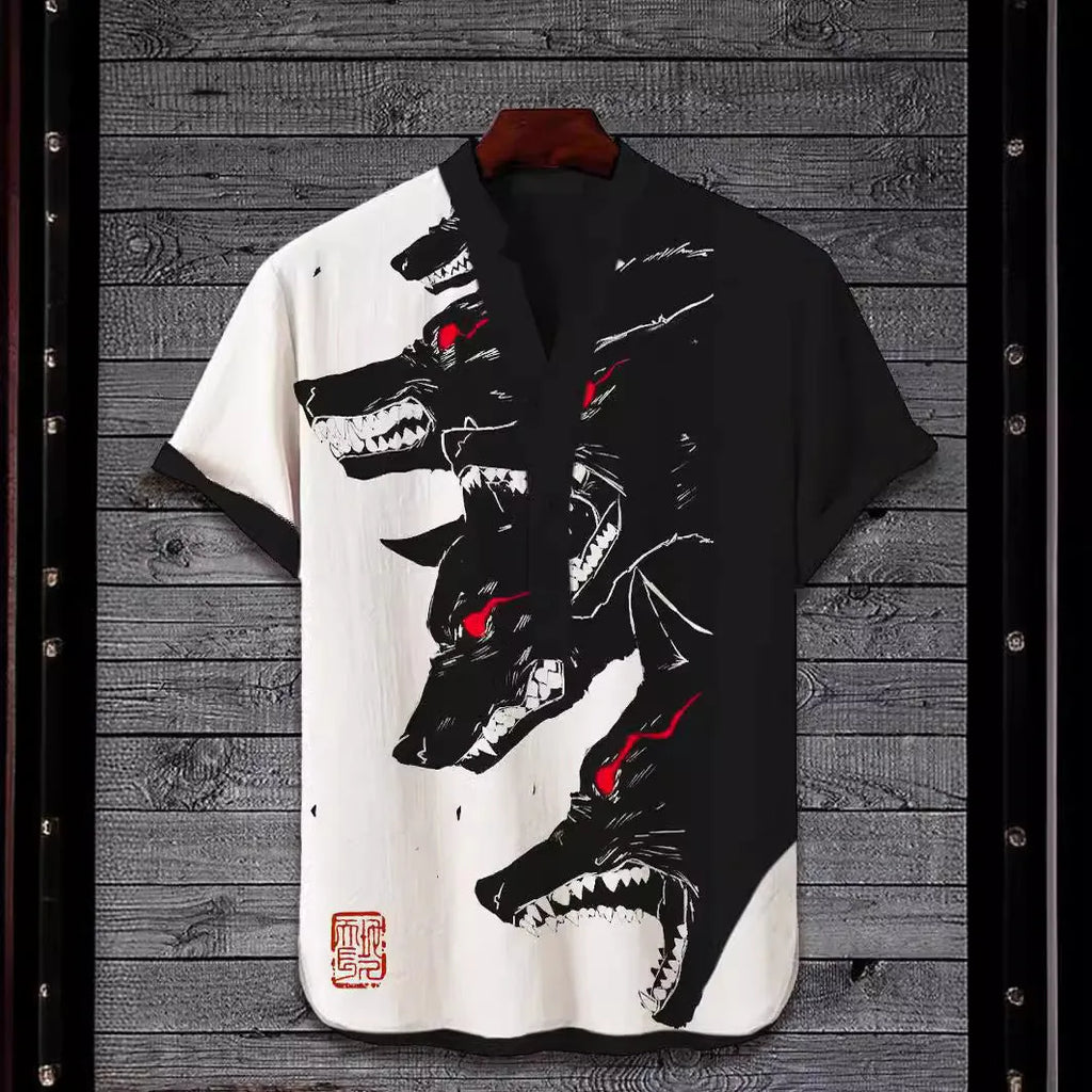 Men's grey short sleeve t-shirt featuring a vibrant 3D digital tiger graphic print on the front.