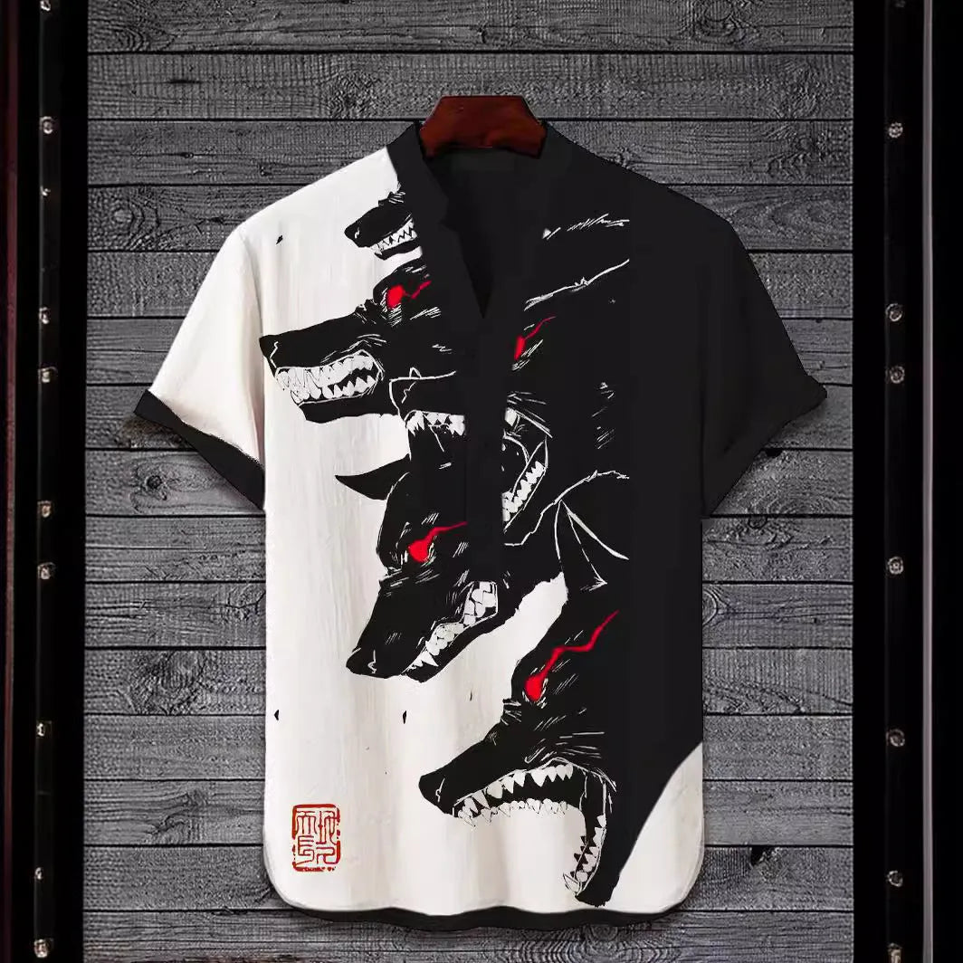 Men's grey short sleeve t-shirt featuring a vibrant 3D digital tiger graphic print on the front.