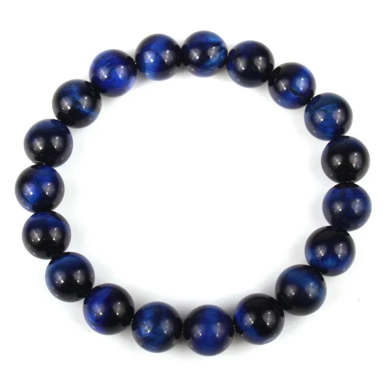 Finished tiger eye crystal beaded bracelet with round geometric beads in a choice of colours and sizes.