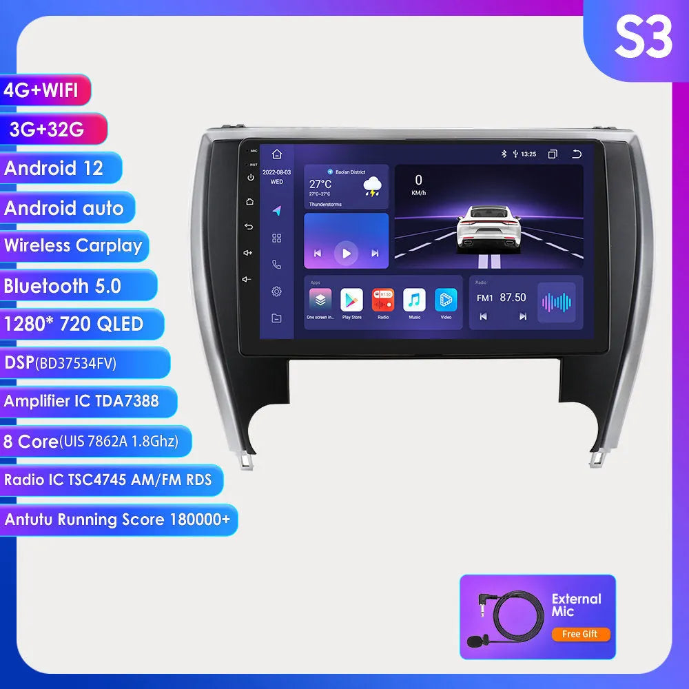 10-inch vehicle-mounted MP5 navigator for Toyota Camry 2015 with metal ABS construction