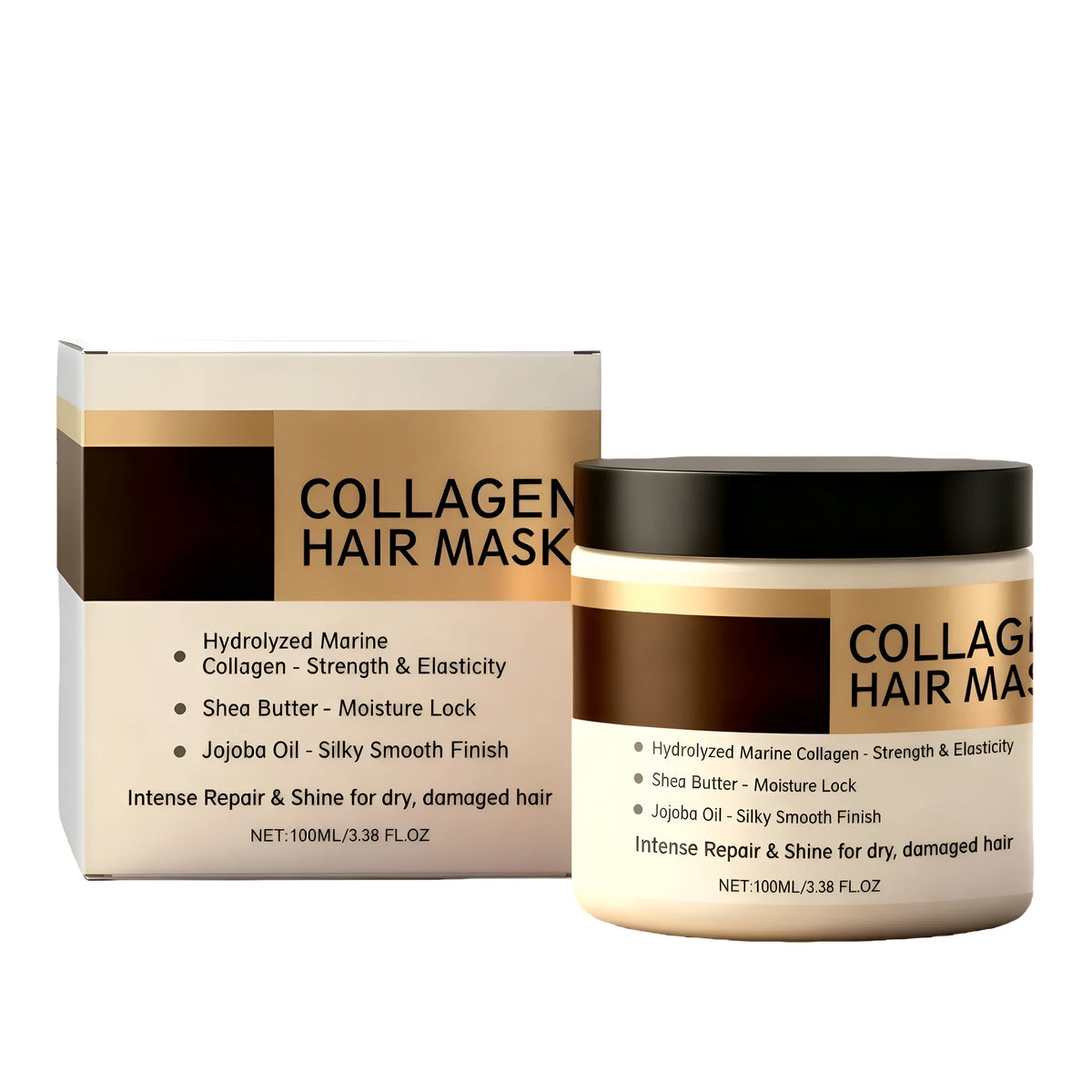 100g collagen hair mask tub with hydrolysed collagen, jojoba, coconut oil and vitamin E