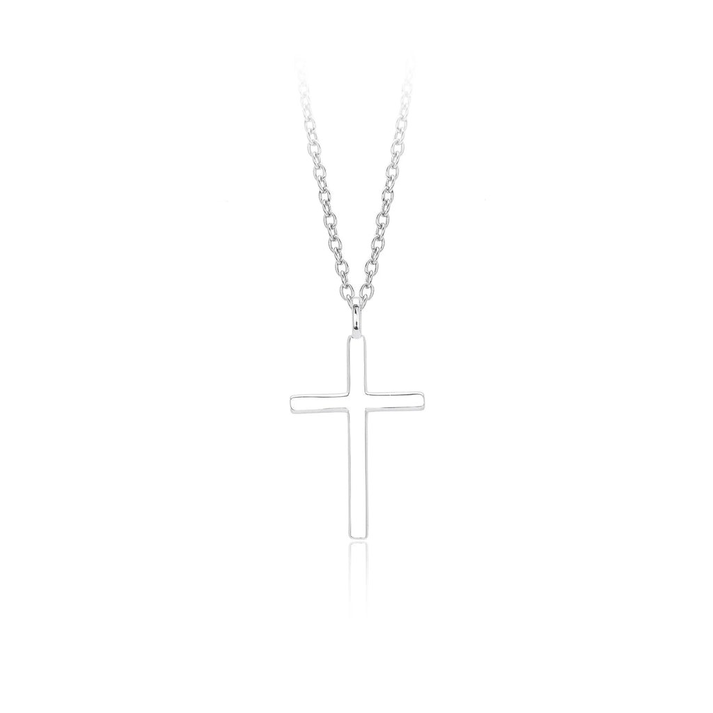 S925 sterling silver cross pendant necklace on adjustable O-shaped chain with three plating options