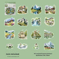 Holiday Journey Series retro architecture journal stickers showing six landmark designs.