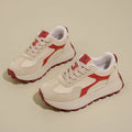 Women's flat heel sports shoes with injection moulded sole in card black, khaki red, and white gray colour options