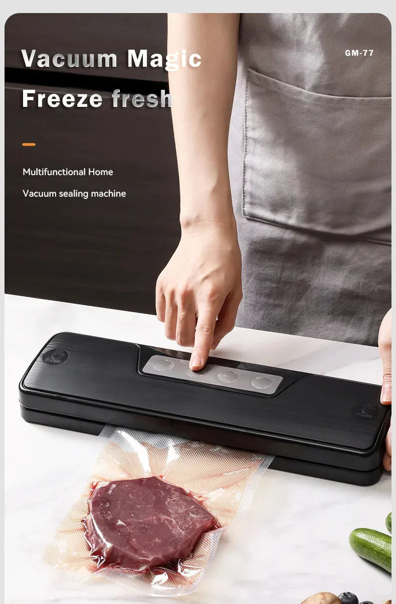 White automatic vacuum sealer machine for household food preservation with compact design