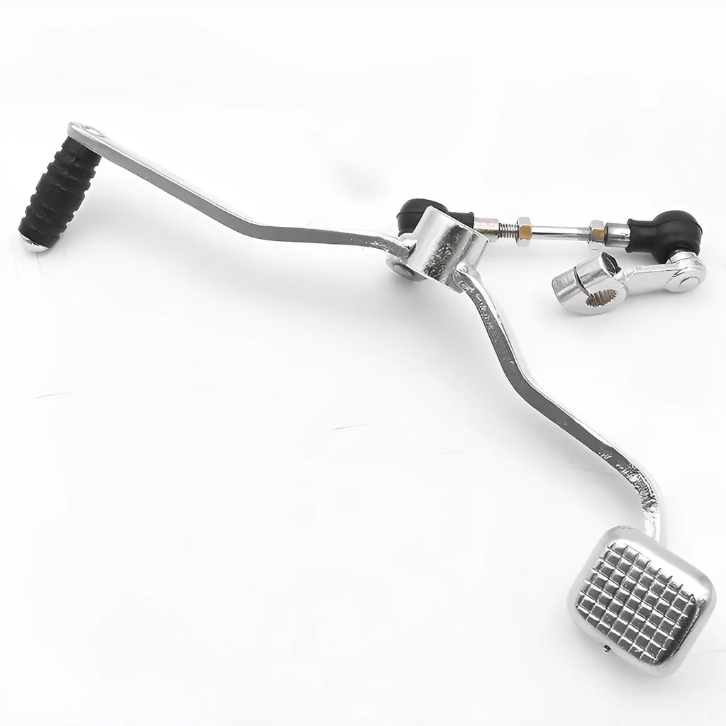 Motorcycle gear lever for GS125 with 300mm shaft showing coarse teeth on one side and fine teeth on the other