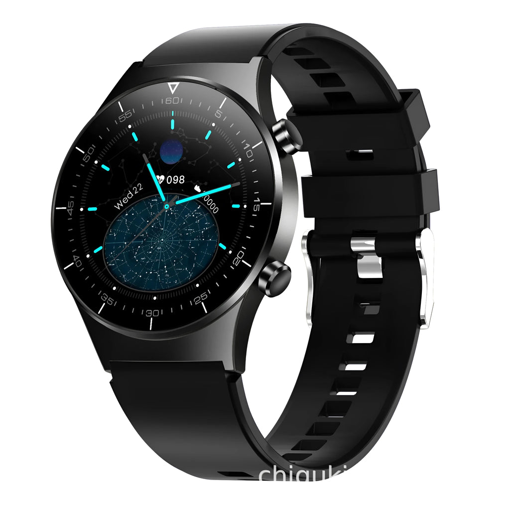 Black TPU smart watch with 1.28 inch touchscreen showing health monitoring interface