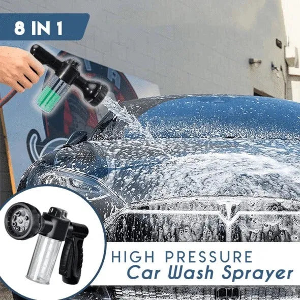 Green high pressure foam spray gun with adjustable nozzle for car washing and garden cleaning
