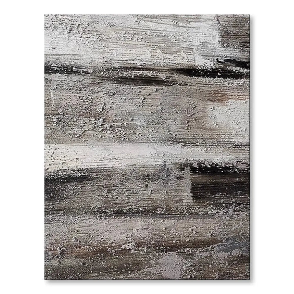 Handmade grey abstract oil painting on canvas, rolled and frameless, for living room or bedroom wall decor