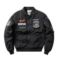 Men's retro Harley motorcycle cotton-padded coat with stand collar and embroidery in solid colour