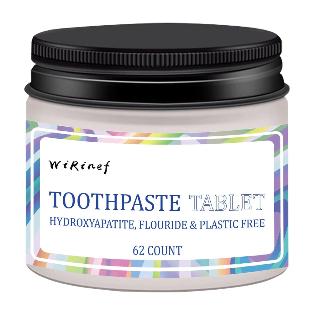 Portable toothpaste tablets in TP19 solid formulation, 62 pieces for travel dental hygiene