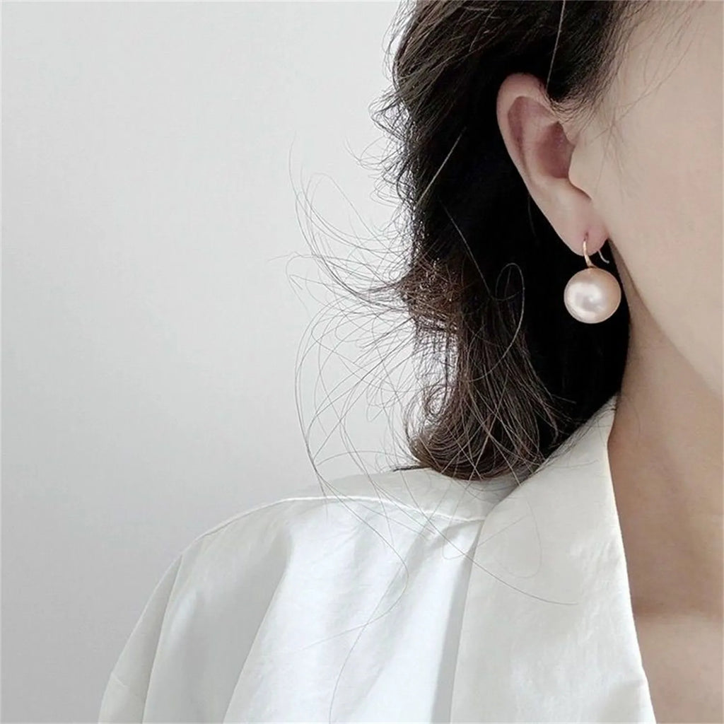 C-shaped earrings with 925 silver ear piercing, mother-of-pearl mosaic, 12mm or 14mm pink, colourful, or white beads