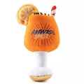 Yellow beer bottle squeaky plush dog toy with teeth cleaning ridges