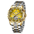 Men's automatic mechanical watch with stainless steel strap and mineral glass in business style