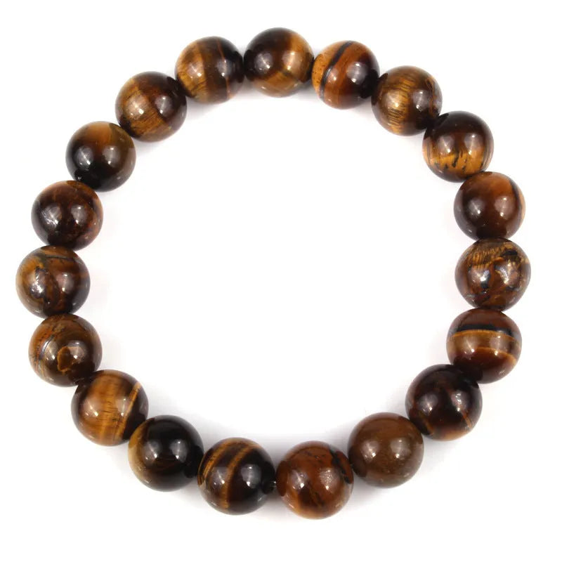 Finished tiger eye crystal beaded bracelet with round geometric beads in a choice of colours and sizes.