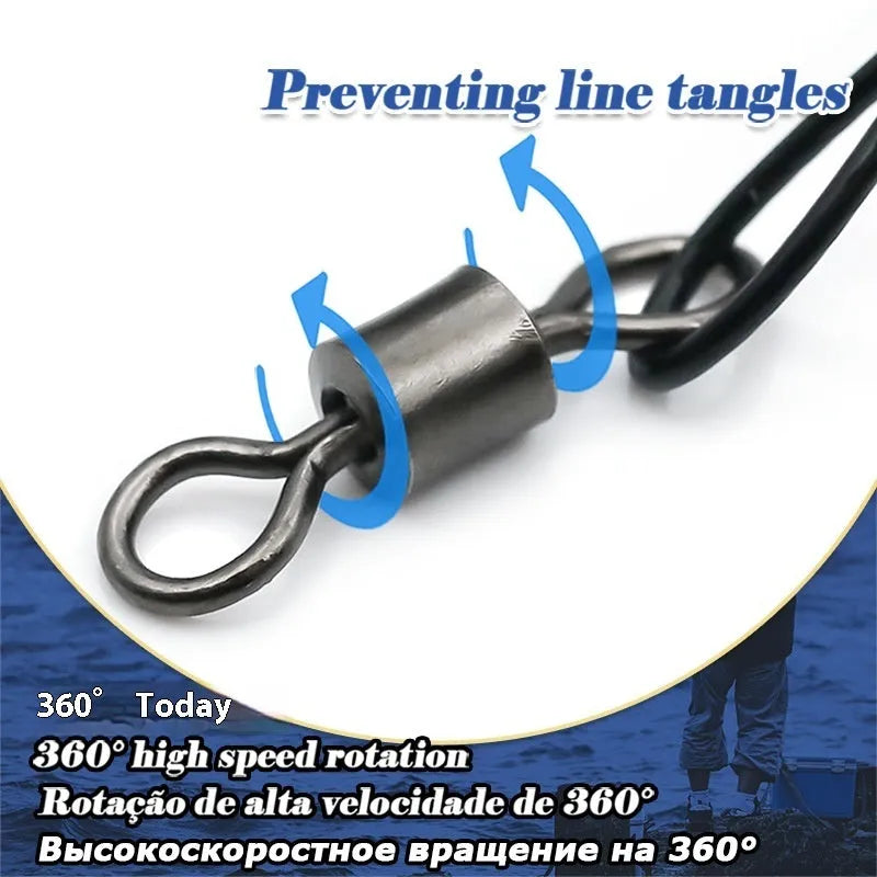 Set of ten green anti-bite steel wire fishing leaders with double buckle pins, each 54cm long.