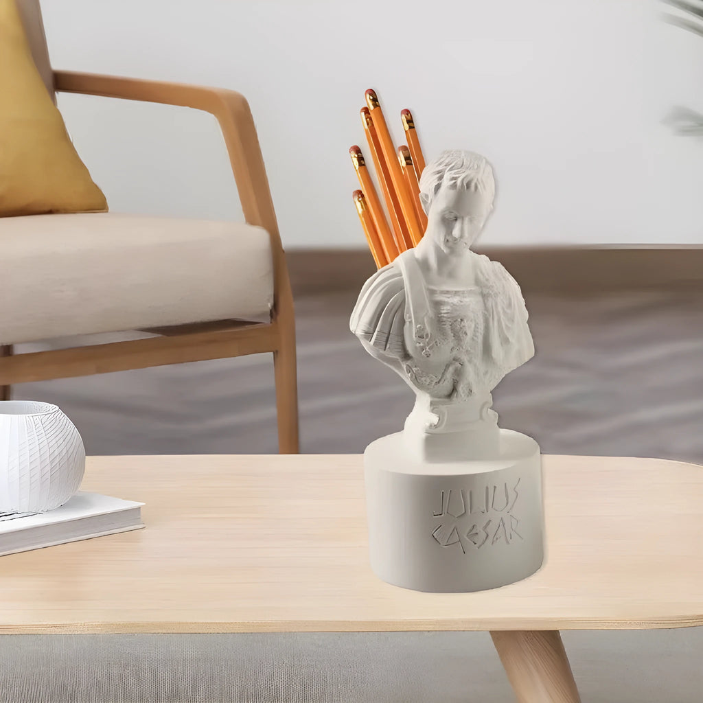White American creative character pen holder made from synthetic resin for organising writing instruments