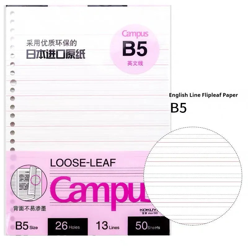 Refillable B5 spiral notebook with coloured PP cover and loose-leaf paper