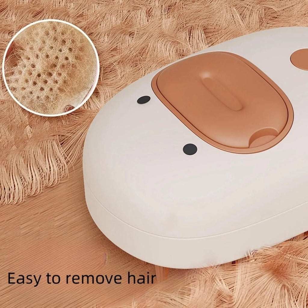 White or yellow rechargeable steam brush for grooming cats and dogs with rubber comb teeth