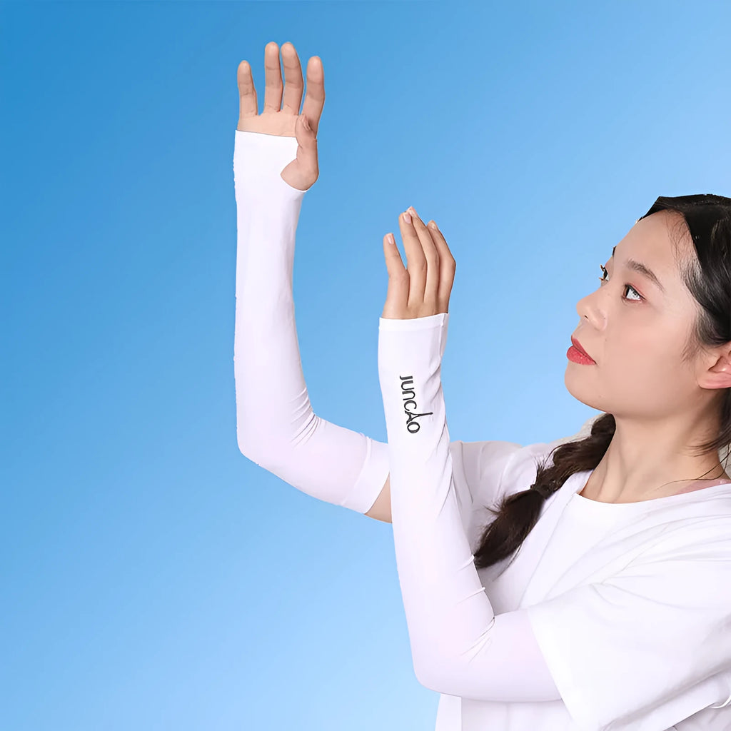 Nylon driving sun protection sleeves in five colours with open finger design