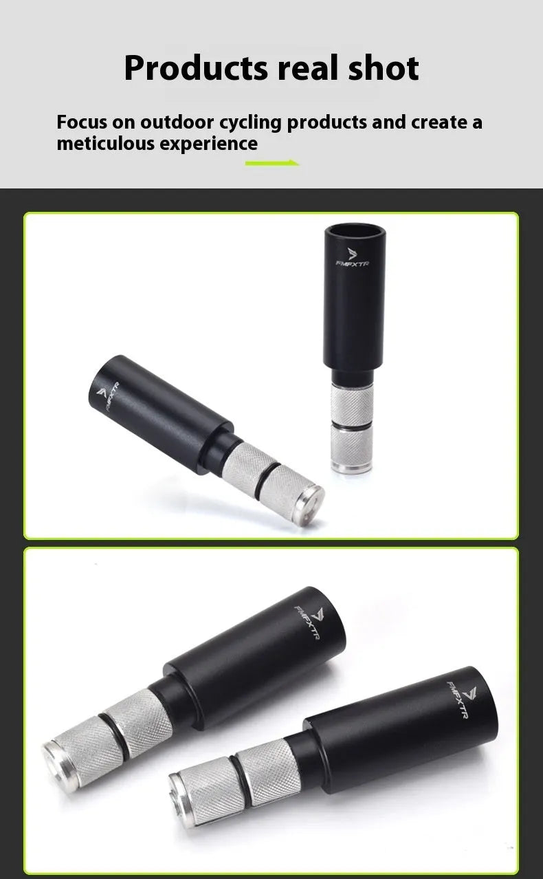 Silver aluminium alloy bicycle handlebar extension rod showing folding mechanism and adjustable length