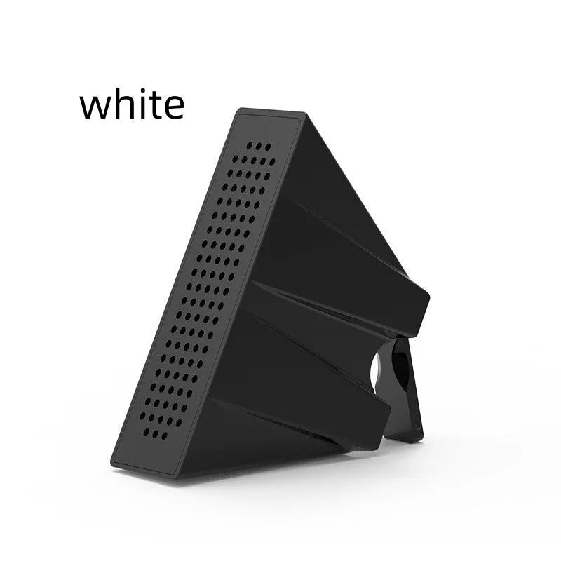 ABS mini mobile phone amplifier bracket in pink, holding a smartphone horizontally on a desktop.