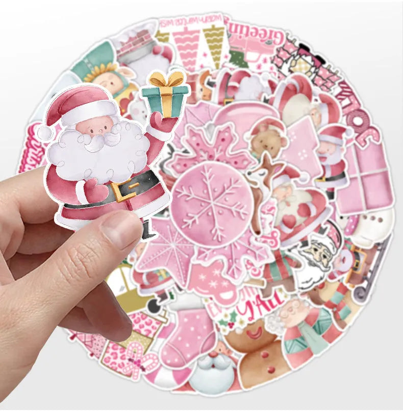 50 Christmas waterproof stickers in cute designs ranging 4-8cm for cars, phones and computers