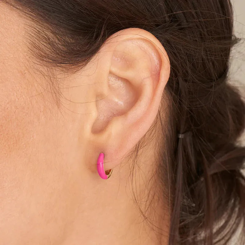 Geometric U-shaped epoxy resin earrings in colourful options on silver needle copper base