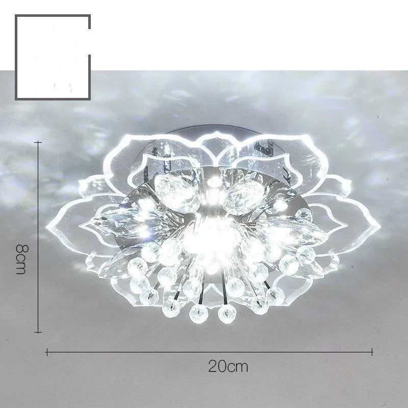 Modern crystal ceiling lamp with flower-shaped shade and LED light source for living room or bedroom