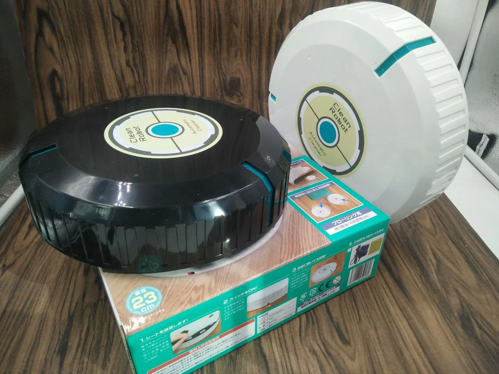 Black automatic robot vacuum cleaner for carpets, wood, marble and nylon floors