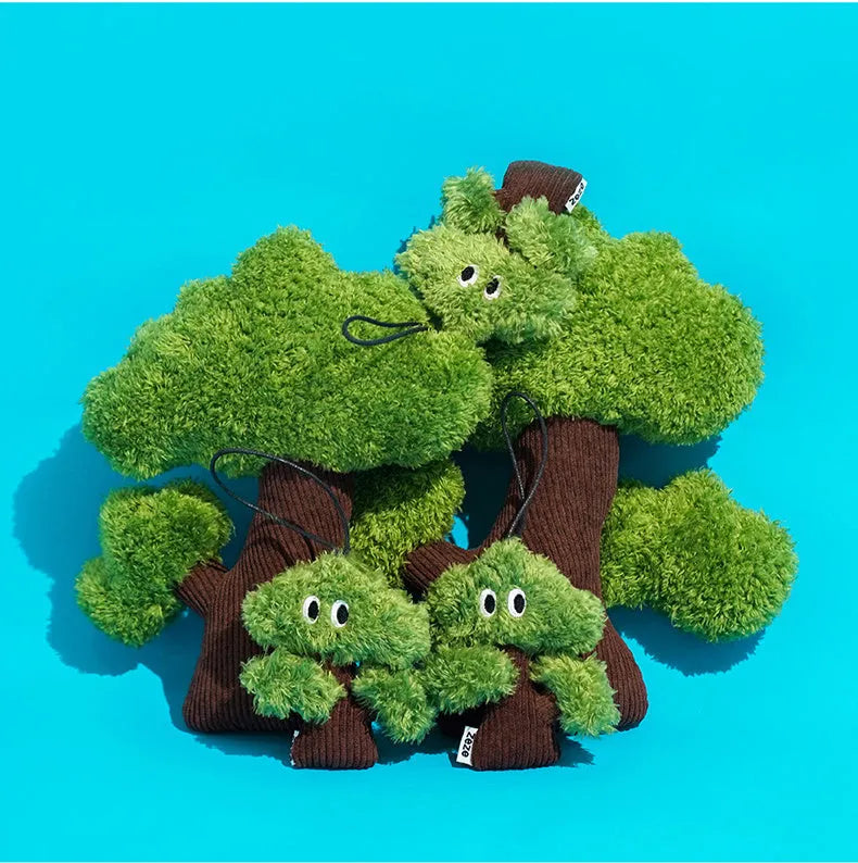 Pine tree shaped cat chew toy with feather attachment and catnip pouch in three size options