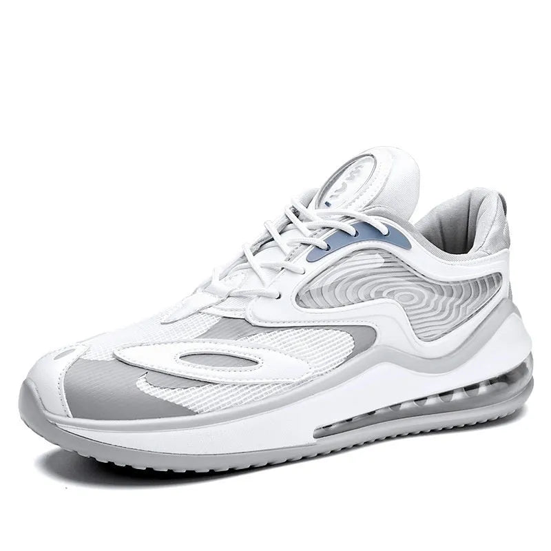 Men's summer air cushion trainers in Space Black with height-increasing design and rubber sole