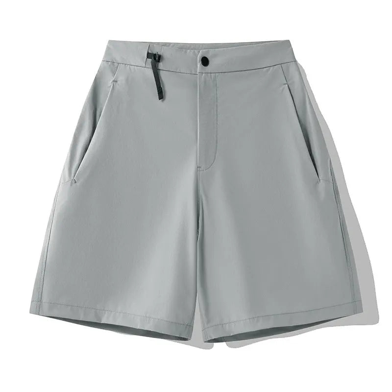 Men's Army Green quick-drying sports shorts with 3D cut and elastic sides for running and climbing.