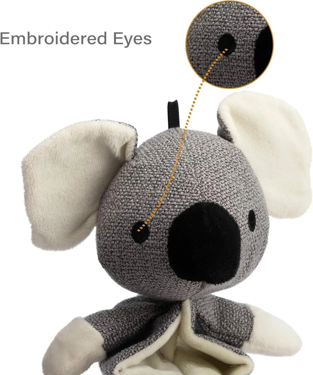 Grey koala plush dog toy measuring 30cm with crinkle paper inside