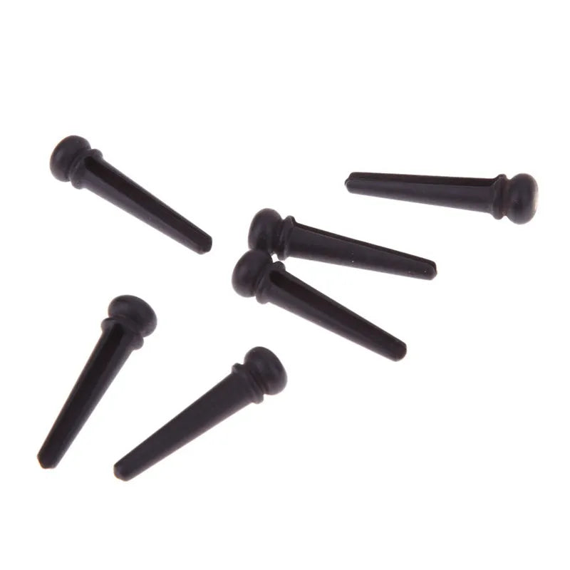 Six matt black ebony guitar string nails with 5.3mm bayonet for folk acoustic instruments