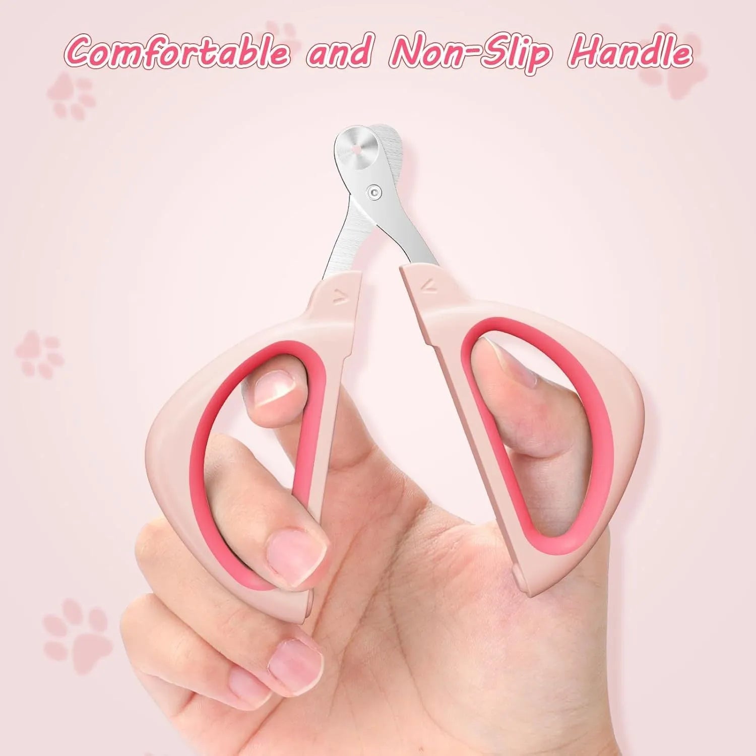 Blue pet nail clipper with positioning hole and non-slip handle for safe trimming