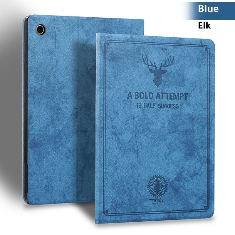Deer soft shell TPU leather clamshell protective case for iPad in elk-themed colours.
